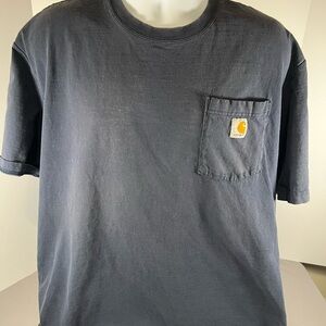 Carhartt Mens XL Navy Blue Original Fit Short Sleeve Pocket Shirt Workwear Flaw